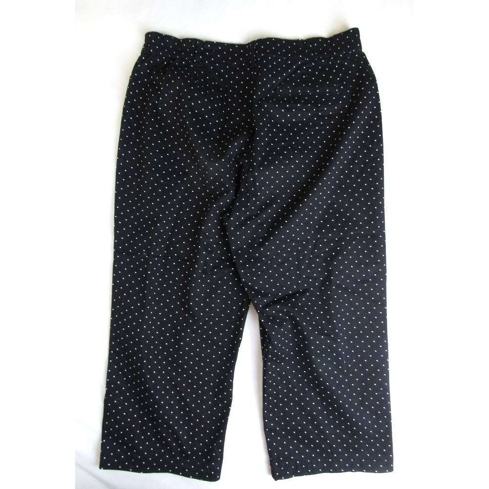 Karen Scott Crop Pants Black w/White Polka Dots & Metal Buttons Women's Size 8 - Picture 3 of 6